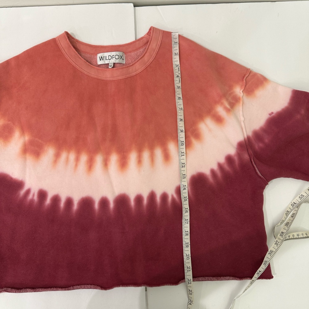 Wildfox Pink White & Maroon Dip Tie Dye Sweatshirt Women Medium - Picture 7 of 8